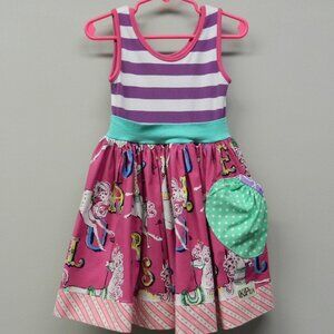Girls size 3T Carousel Horse Dress K Pea Pink Purple